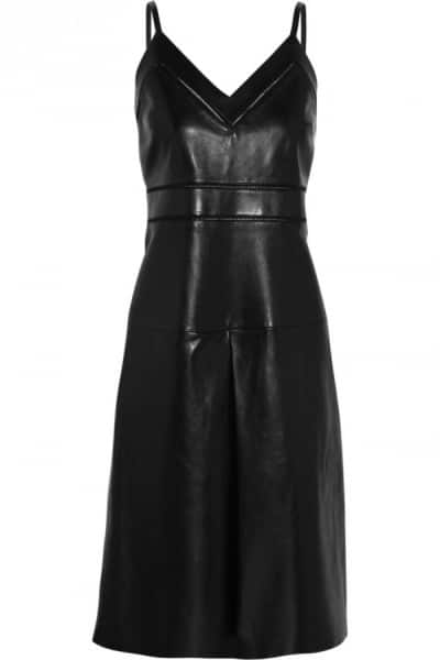 Gucci-Pointelle-trimmed-leather-dress