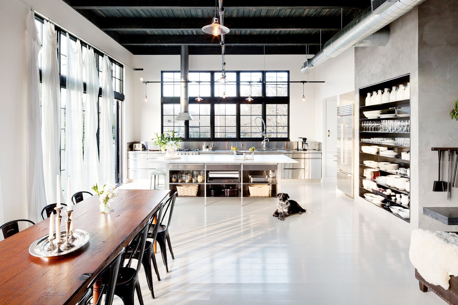open-floor-plan-dining-room-kitchen-industrial-loft-cococozy-nyt
