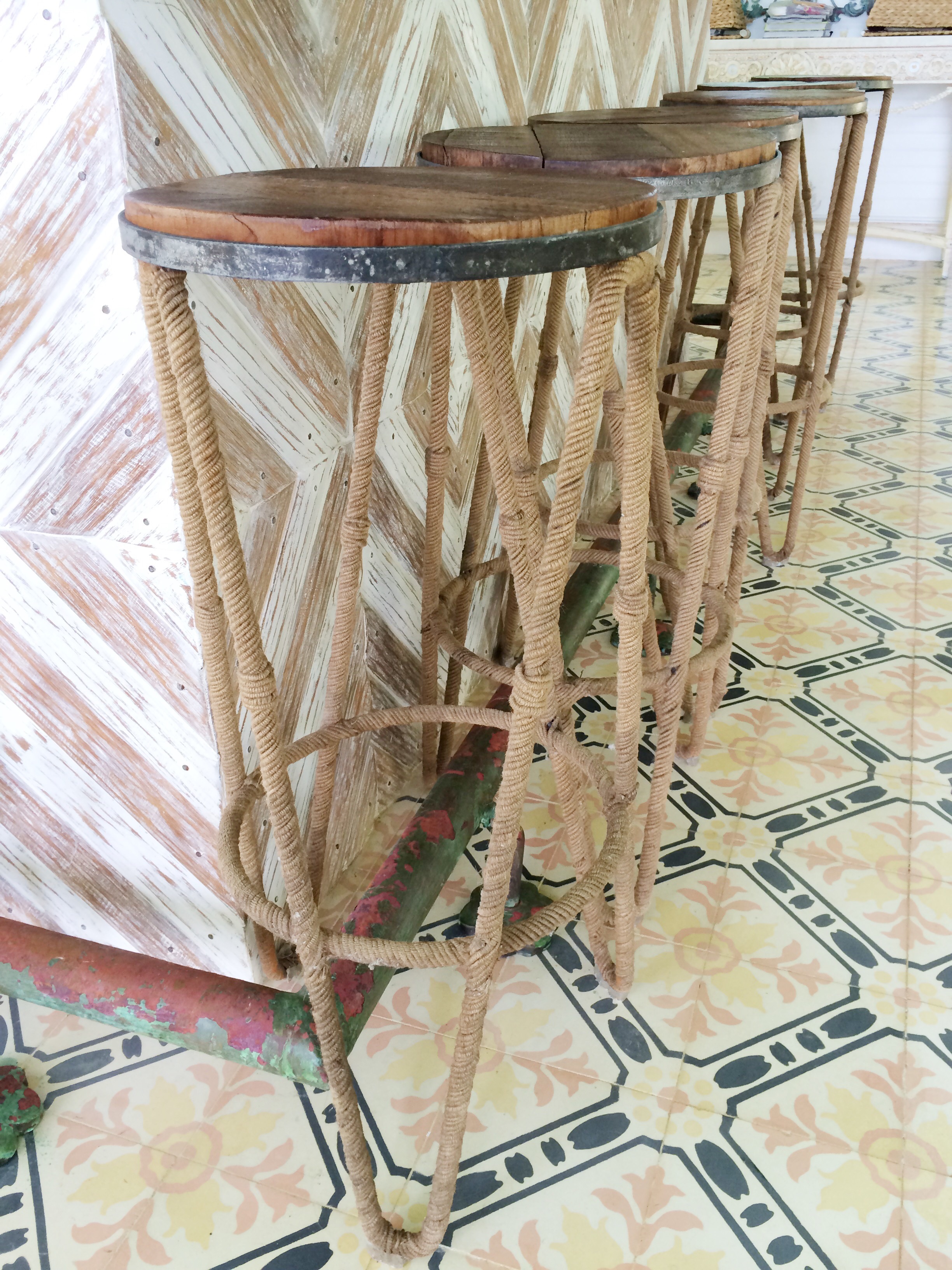barstools rope wood clubhouse