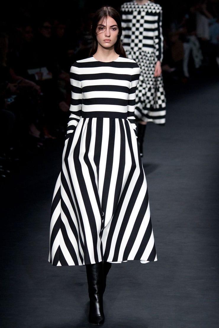 black white striped Valentino dress Fall 2015
