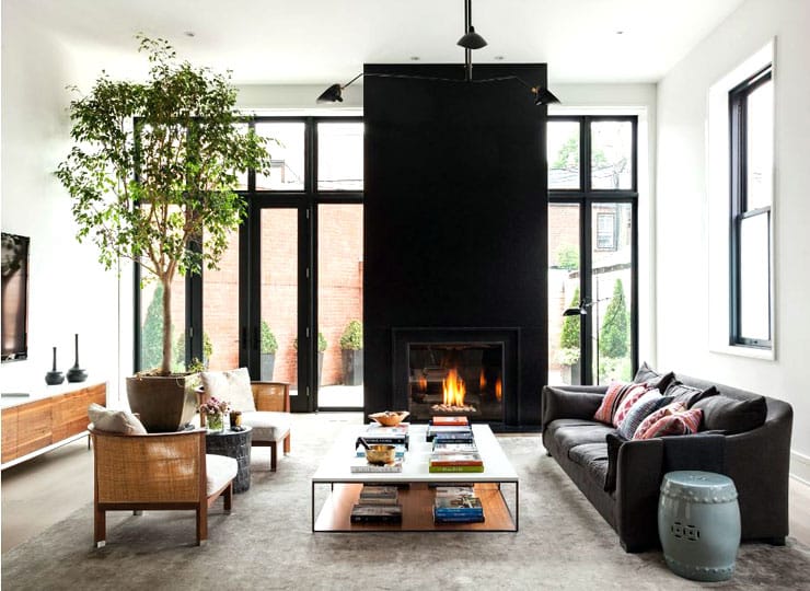 Apartment Decorating Ideas Living Room Fireplace in Black