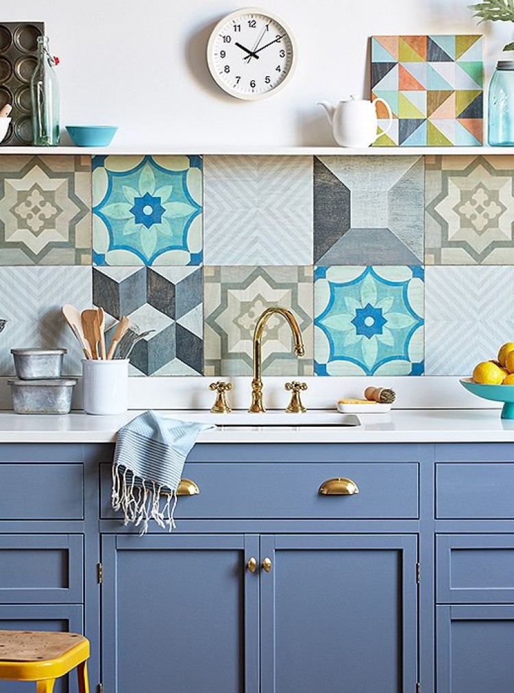 kitchen backsplash painted wood tile quilt look