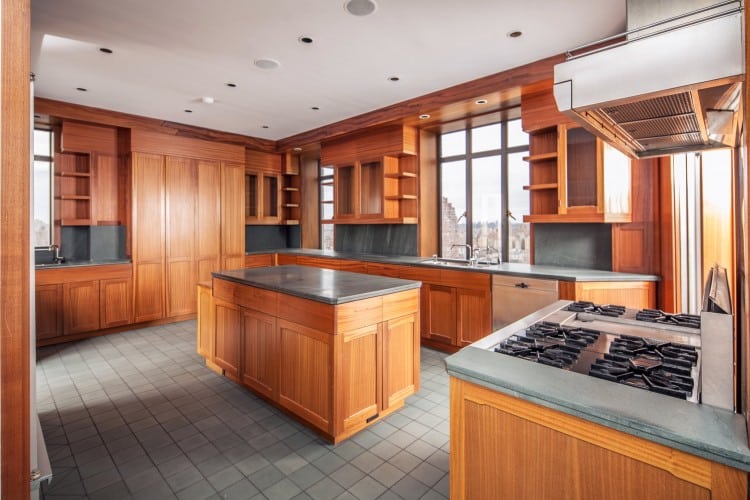 Tour Demi Moore $75 Million Dollar Apartment Kitchen Wood Cabinets