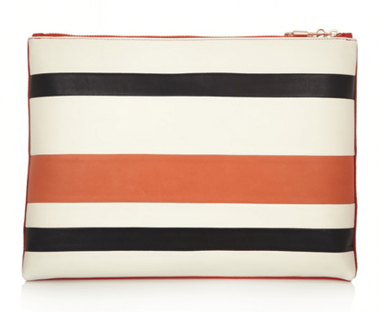 sonia rykiel striped leather clutch purse