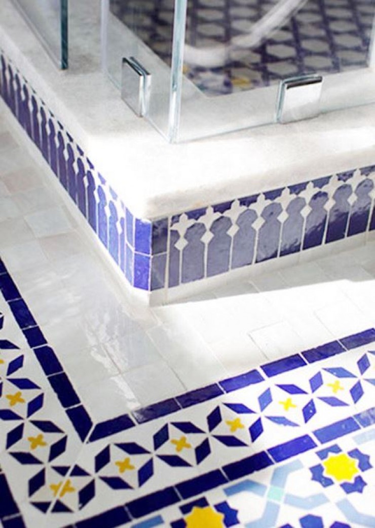 Blue Moroccan Mosaic Tile Bathroom
