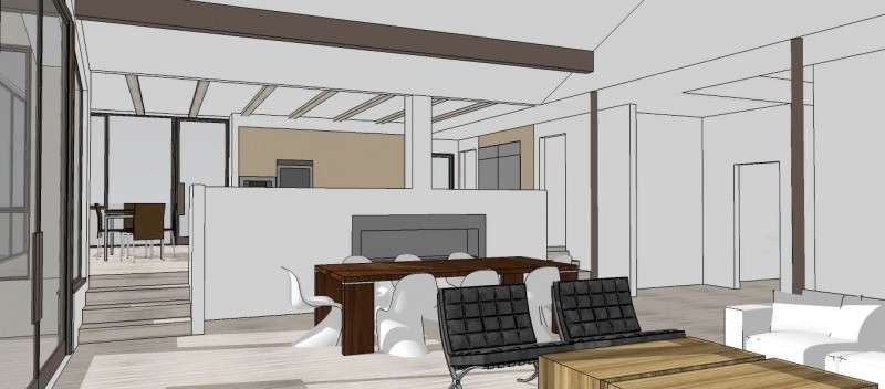 Malibu Home Renovation 3D drawing living room