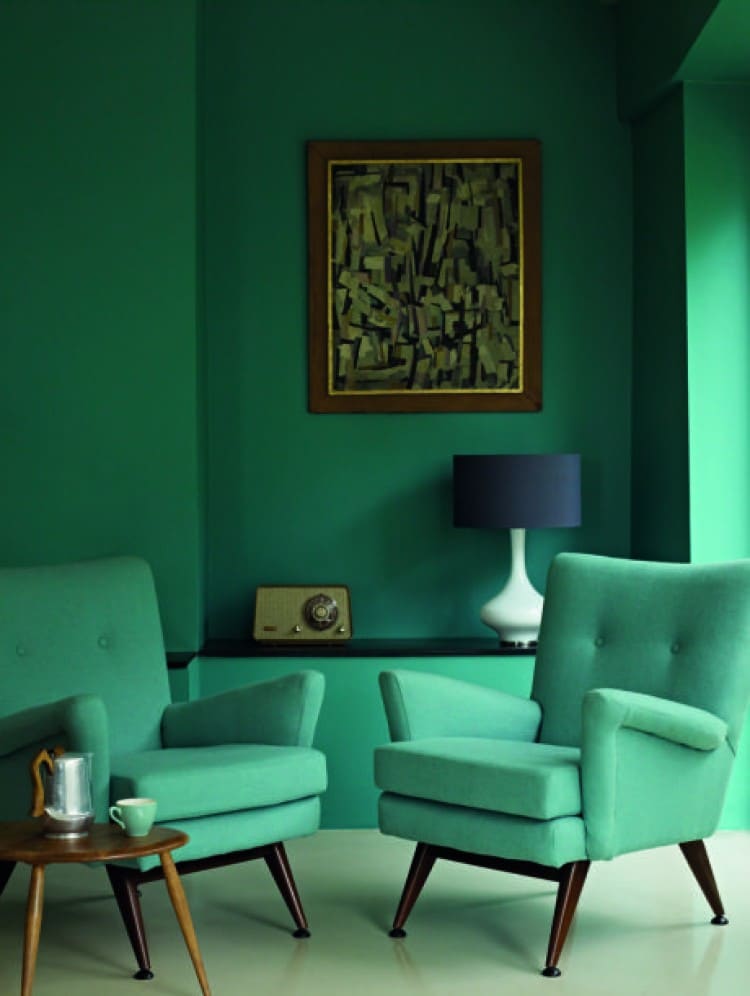 Monochromatic rooms green sitting room