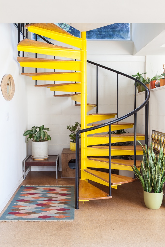 Yellow spiral stair case