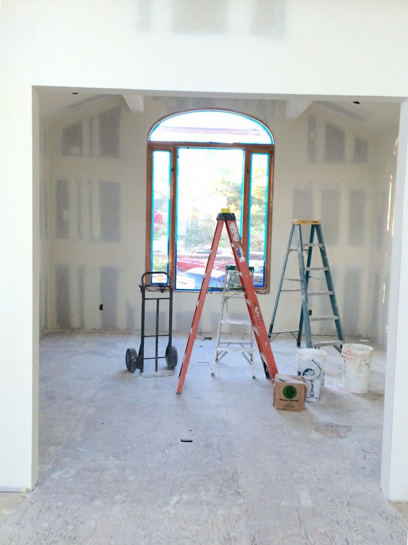 Malibu Home Renovation Den After Drywall Hung