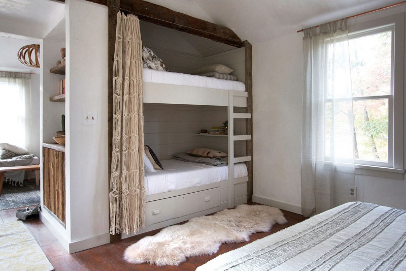 beige bedroom with bunk beds