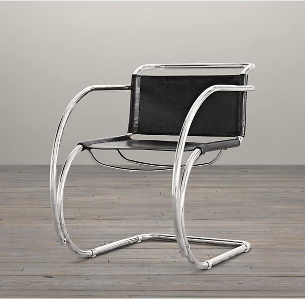 cantilivered chair chrome black leather cococozy rh