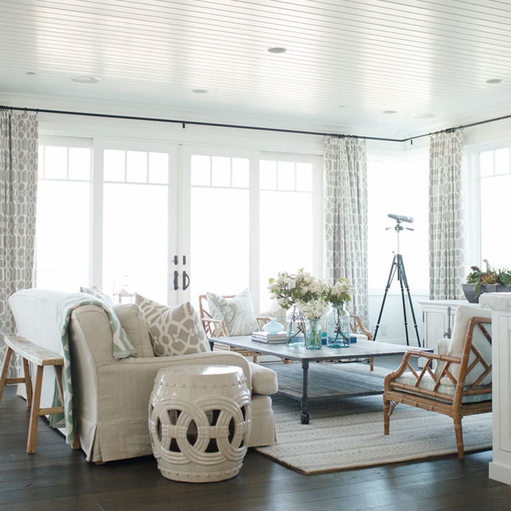 Beach Meets Country Home Living Room Bead Board Ceiling