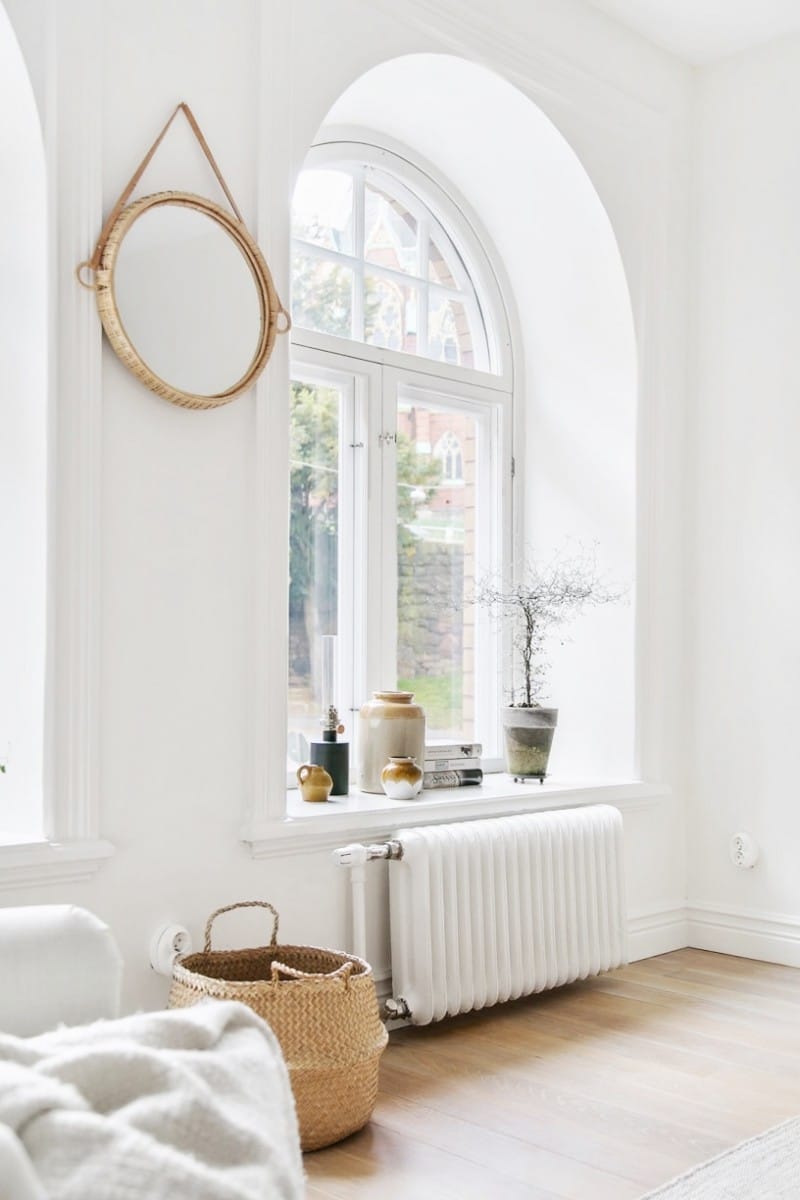 small apartment arched window Sweden