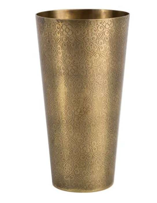 brass accents embossed vase