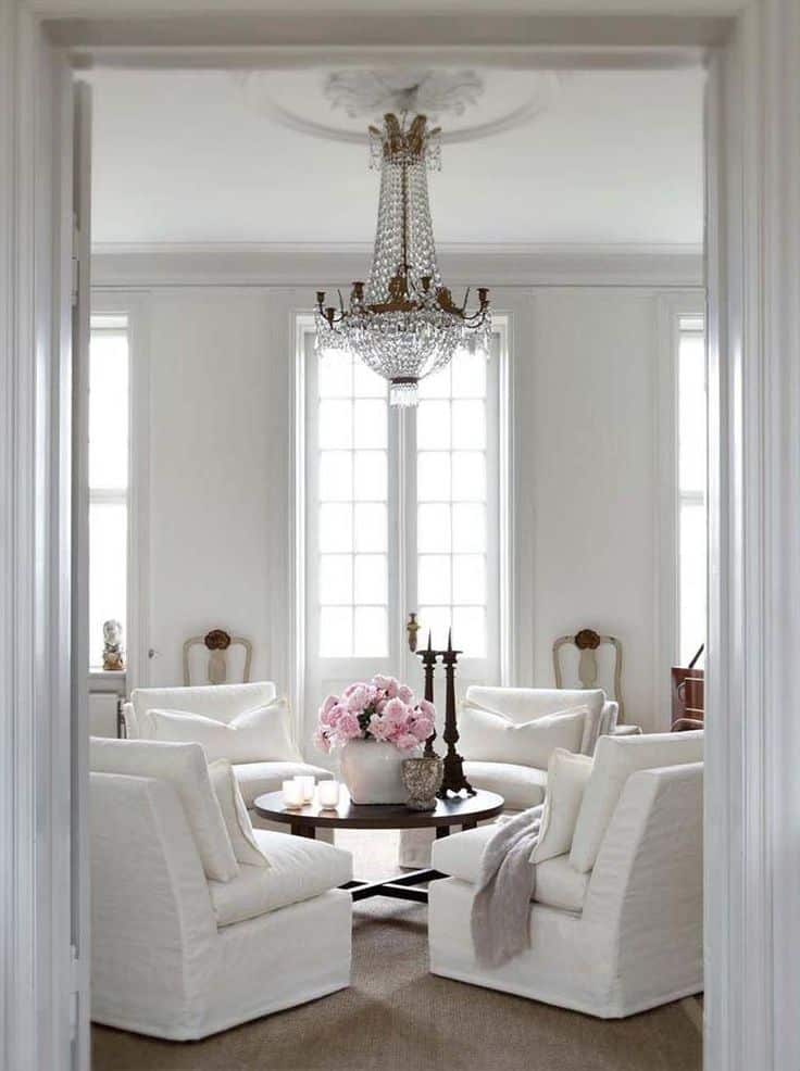 french empire chandelier living room seating group armchairs
