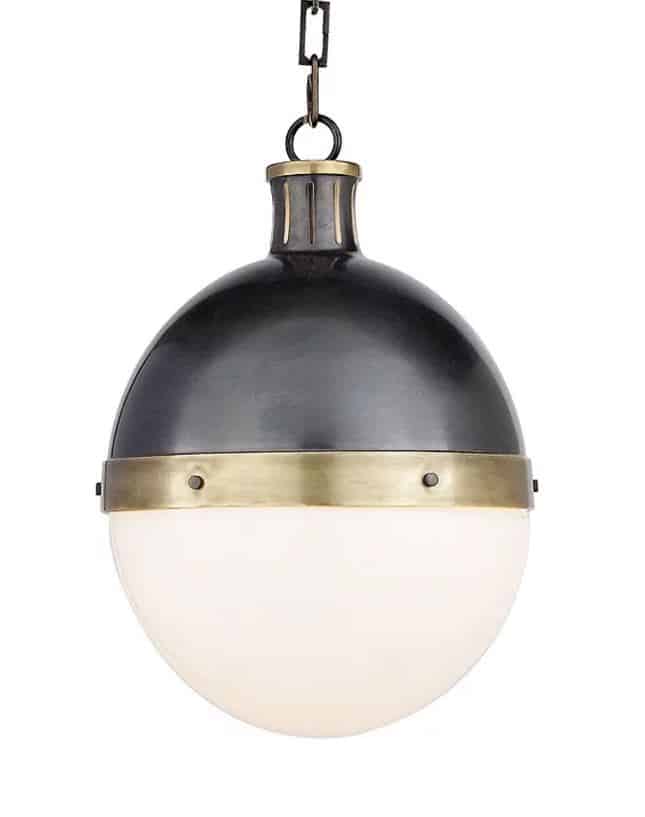 Hicks Pendant Light - This navy blue, white and brass round pendant is now a design staple
