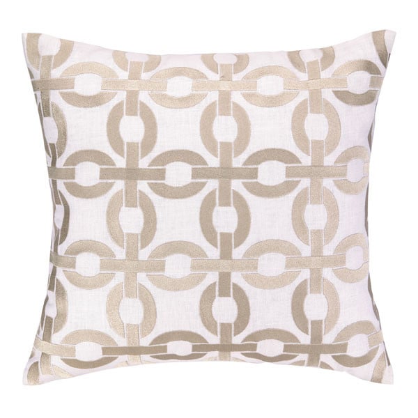 COCOCOZY Link Pillow Embroidered Taupe White