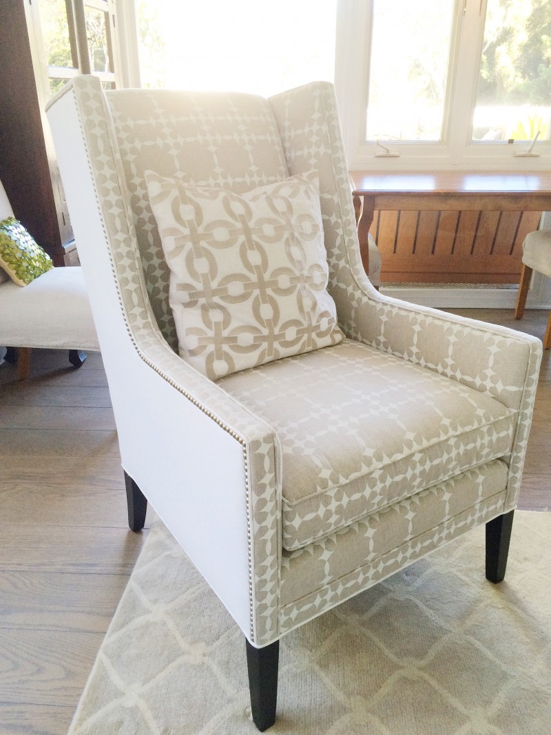 Two toned wingback chair living room