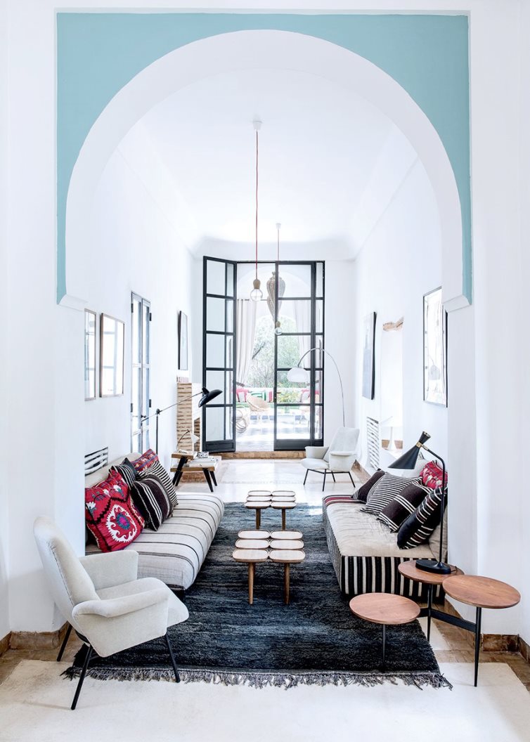 Moroccan Dream Home tour Living Room Arched Doorway
