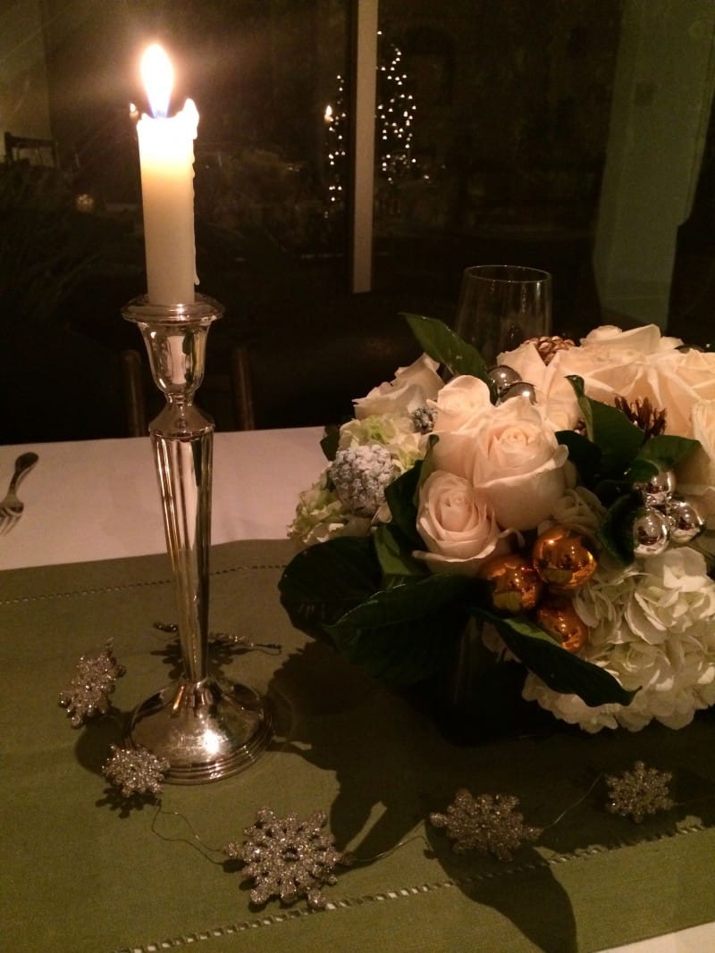 Silver candle holder holiday table