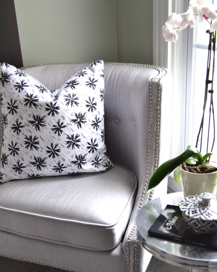 Instagram Holiday Giveaway COCOCOZY Black White Pillow Grey Chair