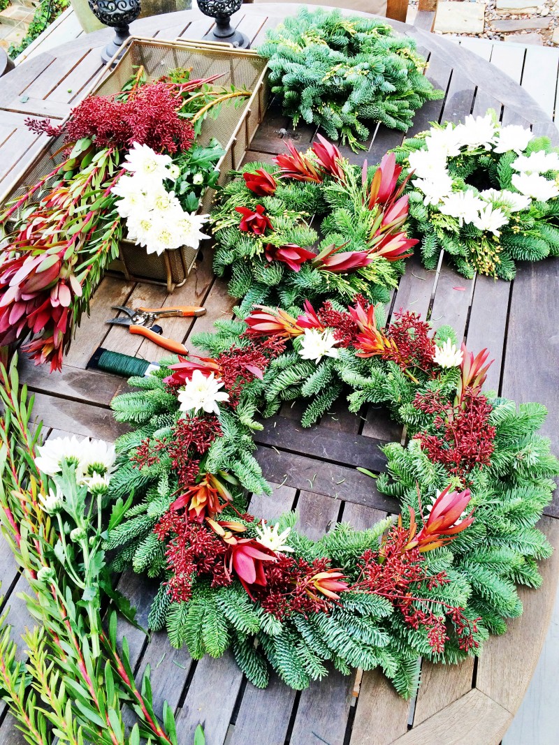 Fresh natural holiday wreaths