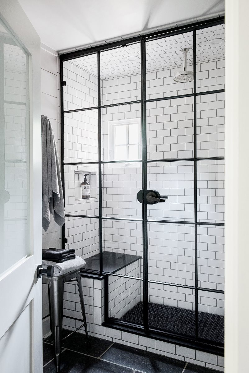 farmhouse-small-bathroom-shower-subway-tile-dark-grout-steel-glass-door-cococozy-nyt