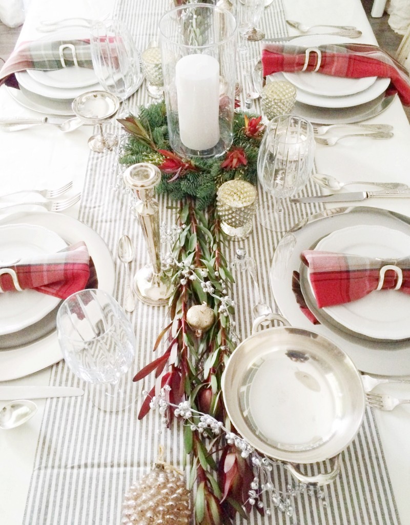 Christmas Tabletop Garland Striped Table Runner