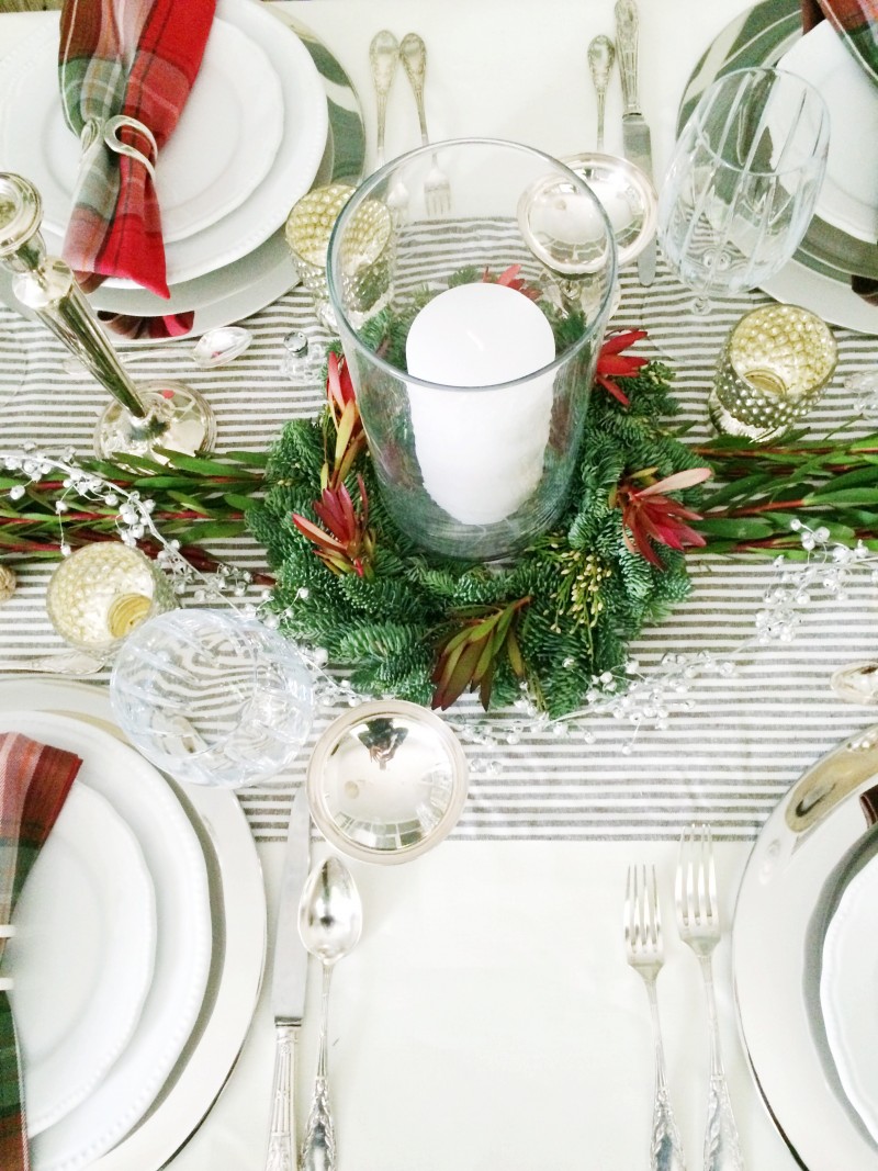 Holiday dinner table centerpiece