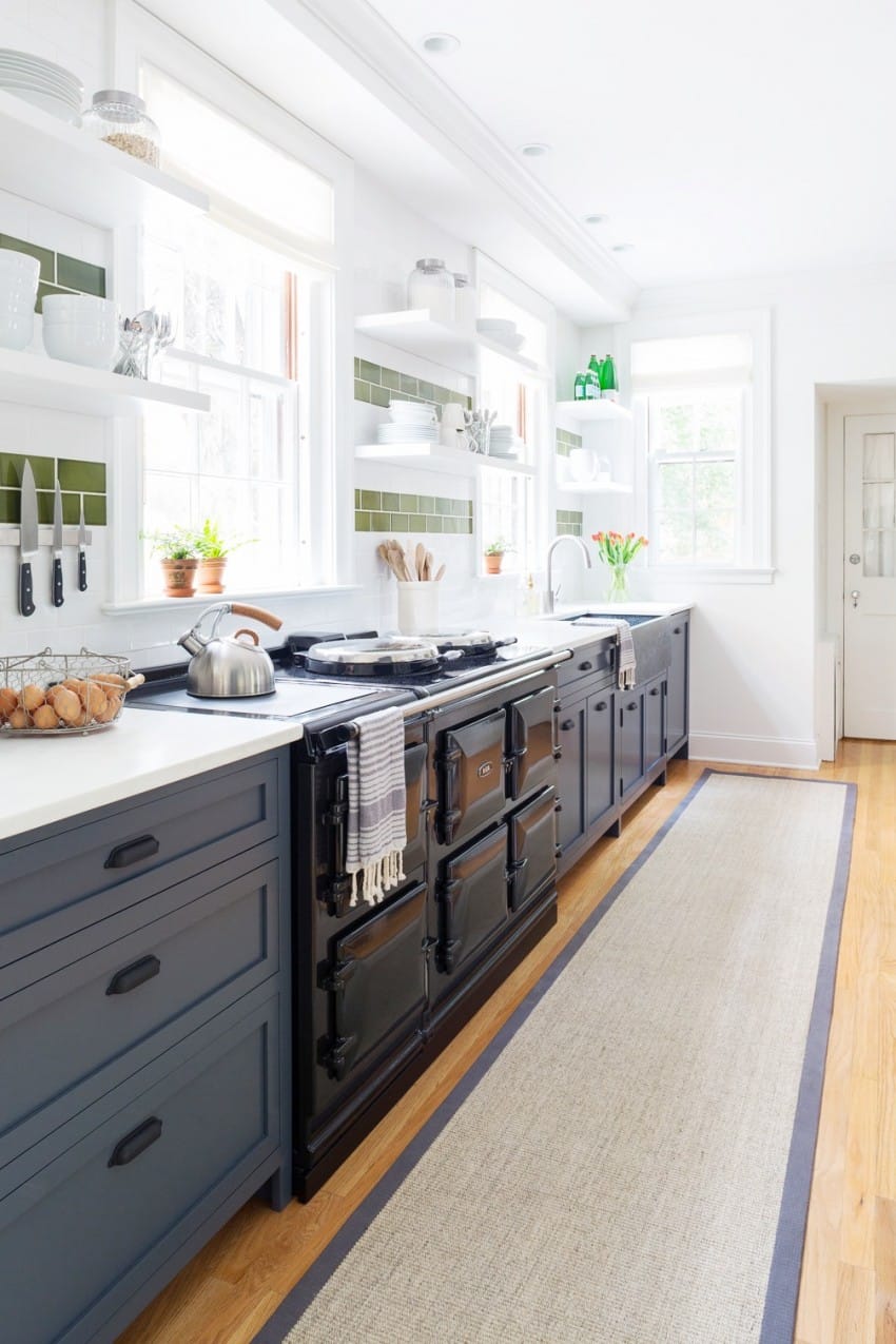 Cutest Kitchen Remodel Navy Blue Lower Cabinets