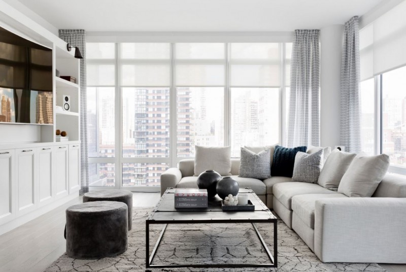 Bright Modern Rooms Den Grey Sectional Sofa