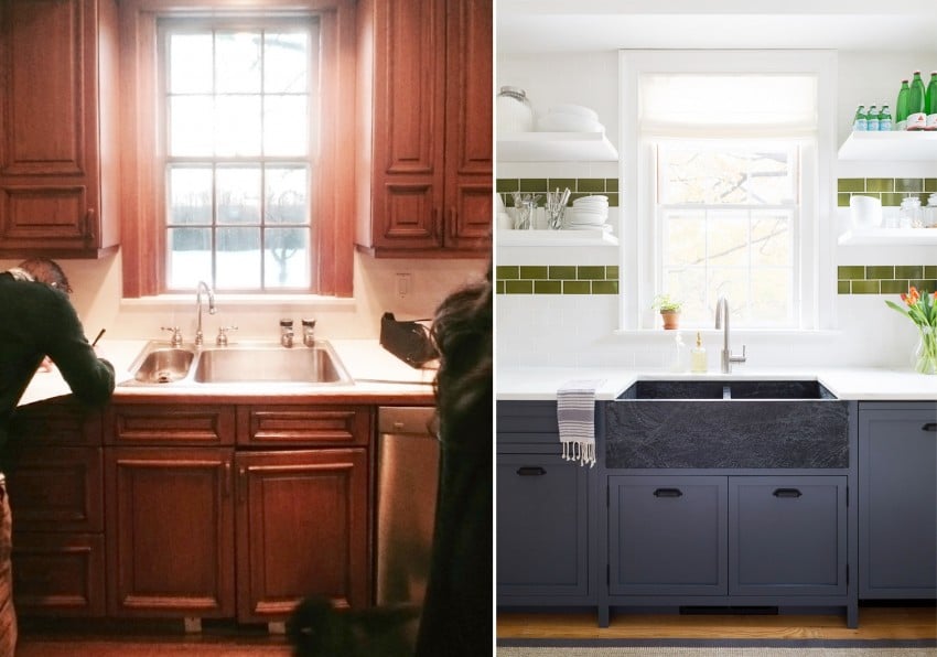 Kitchen sink before and after