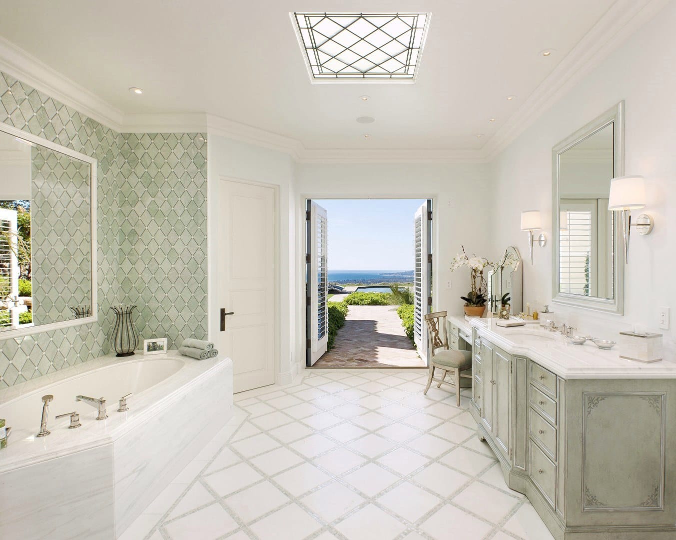 Montecito Estate Master Bathroom Bath Ocean View