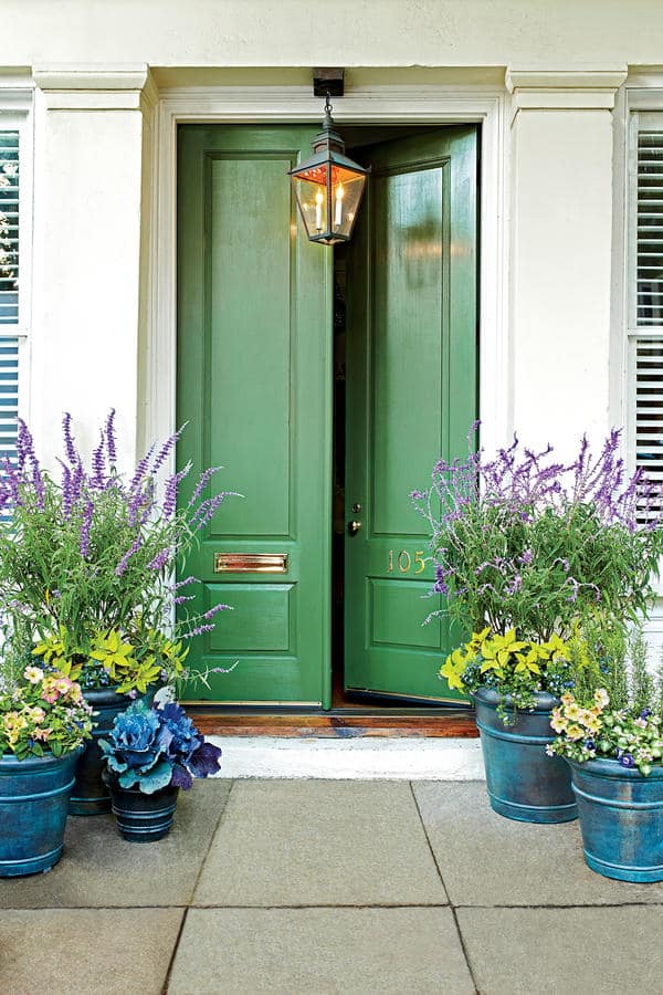 front door light potted plants southern living cococozy