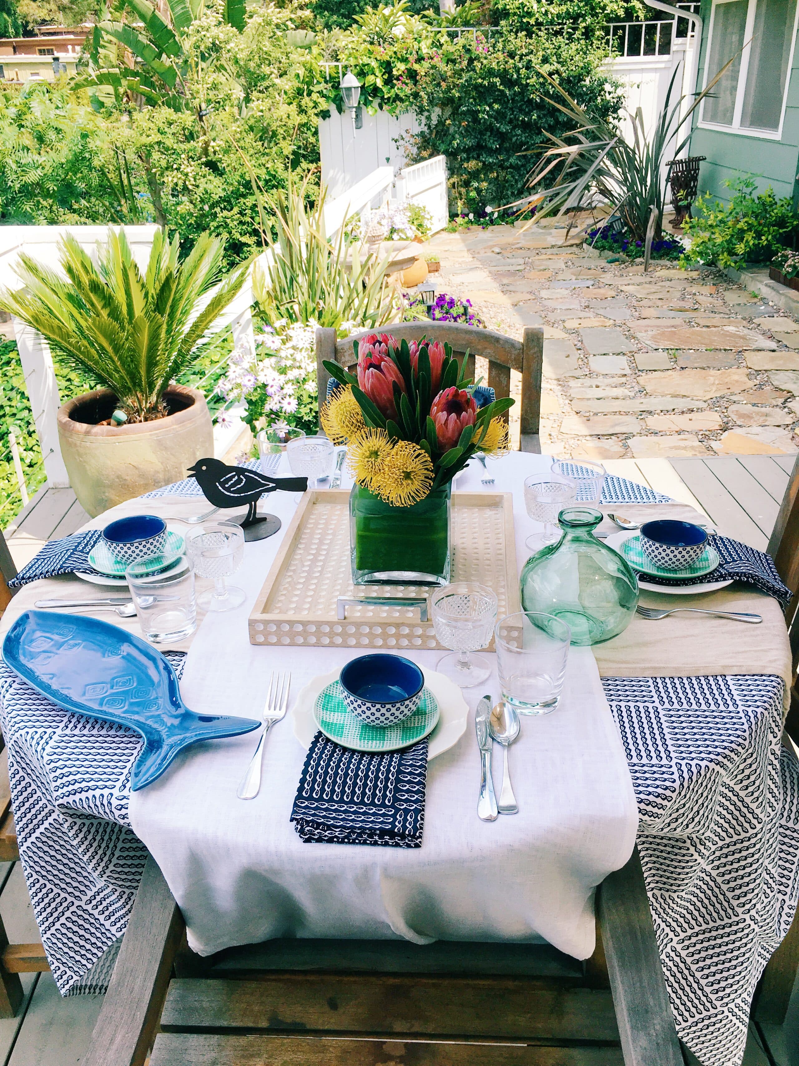 Spring Outdoor Entertaining Tablescape Dining Table