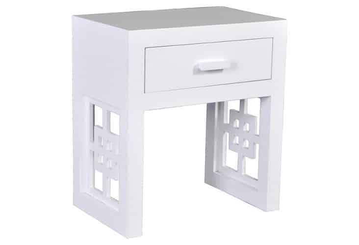 Tatum White Nightstand from One Kings Lane is the perfect statement piece for a bedroom. 
