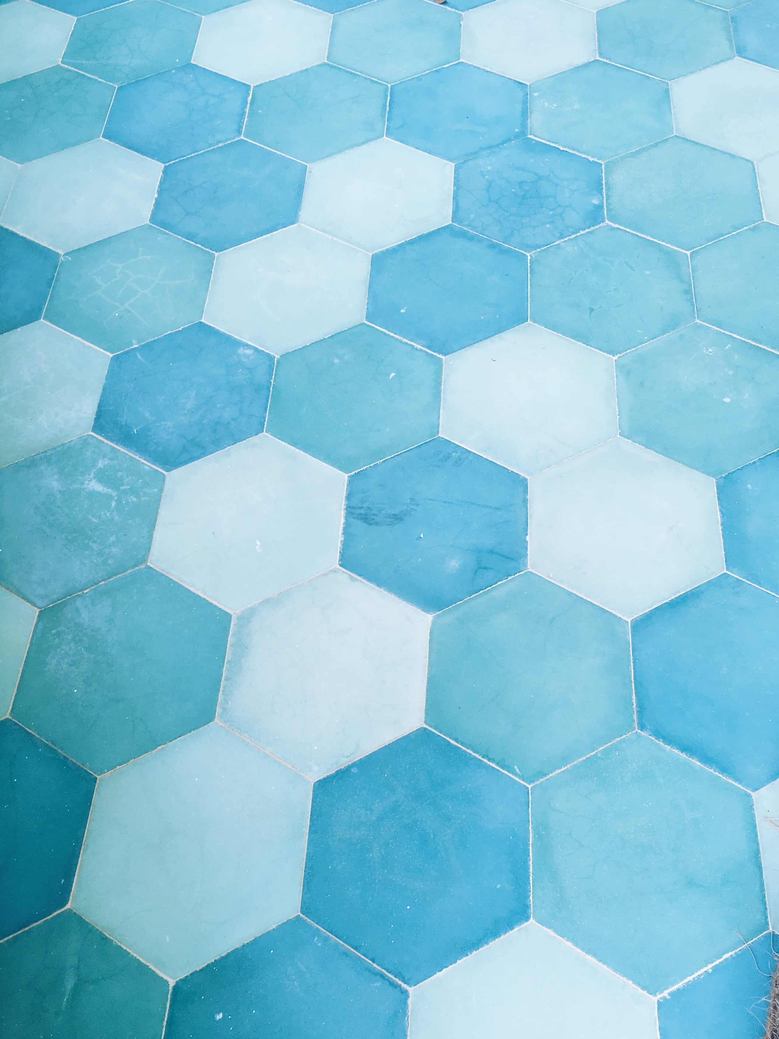 Cement Tiles Blue Hexagon