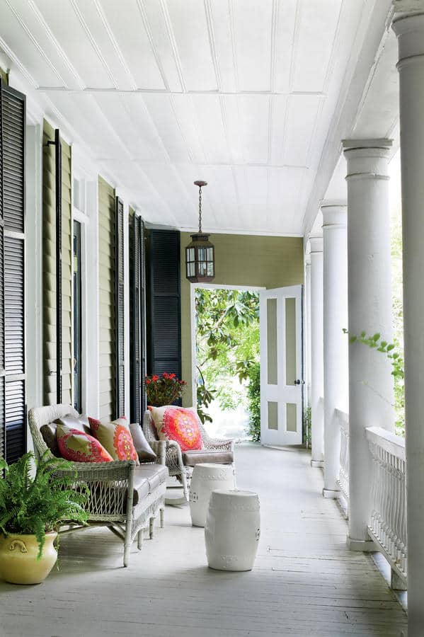 Southern porches front porch wicker chair charleston southern living