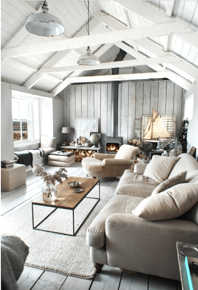 White Grey Barn House Living Room