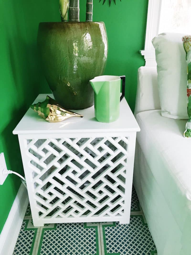Gorgeous Green Home Office Geometric White Side Table Green Plant