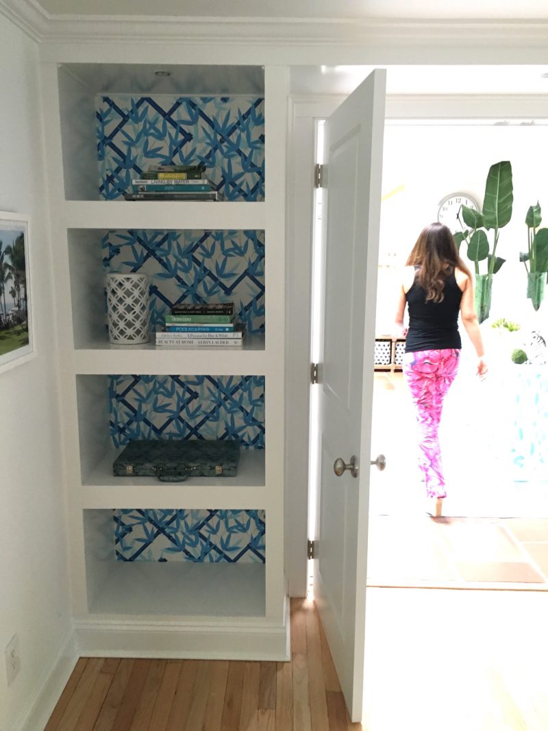 East Hampton Weekend blue wallpaper book shelf