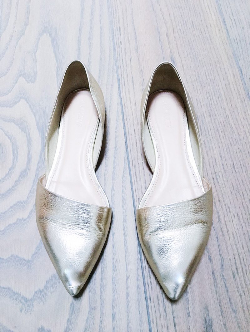 JCrew Gold Shoes Pointed Toe Flats