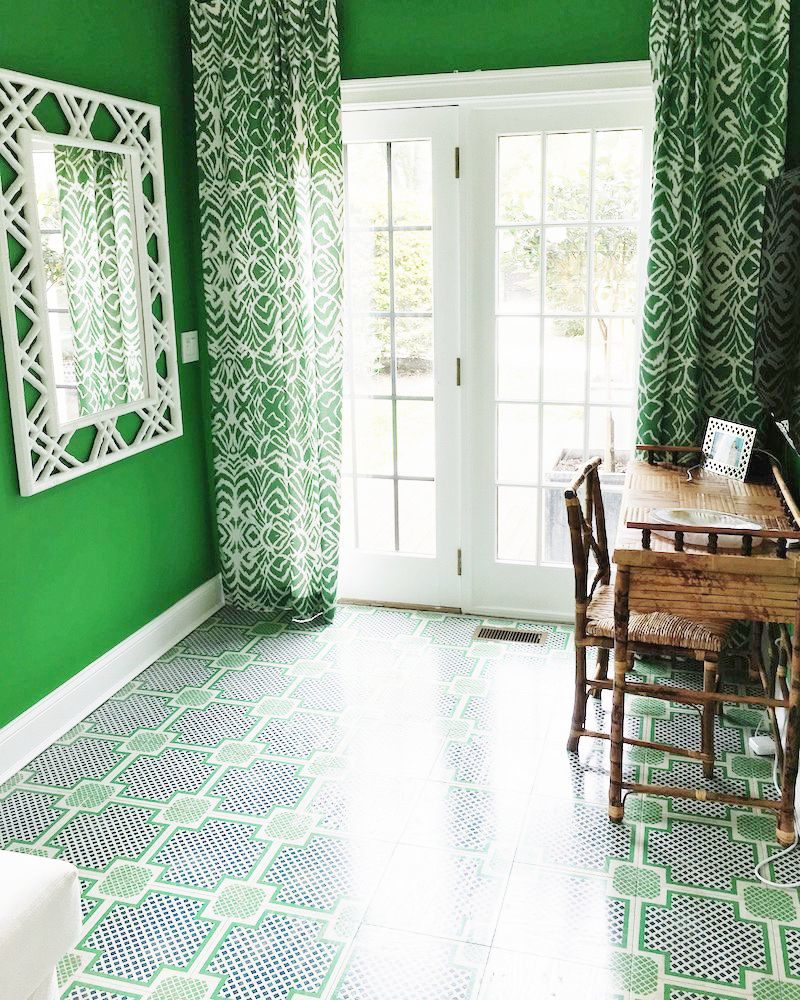 Mirth Studio Painted Wood Tile Floors Gorgeous Green Home Office East Hampton