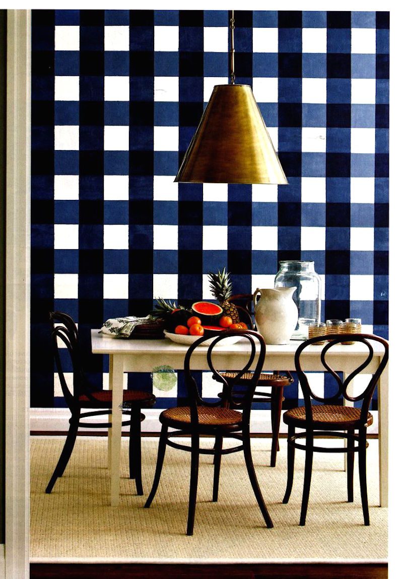 Oversize blue checkered wall