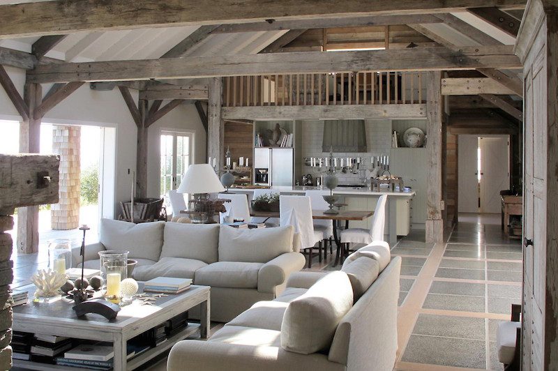 Barn House Living Rooms Grey Exposed Beam Ceiling