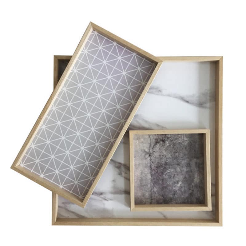 marble geometric decorative tray inserts