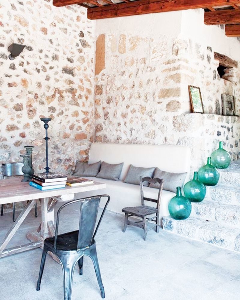 spanish stone villa dining room