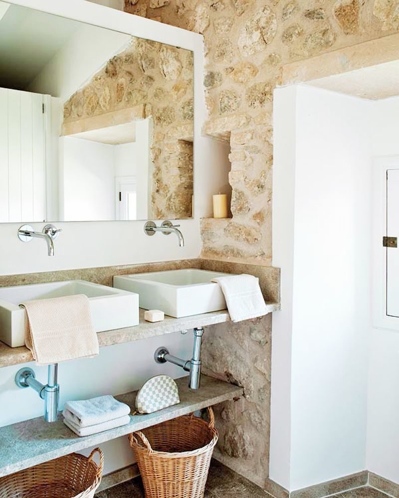 Spanish stone villa stone bathroom