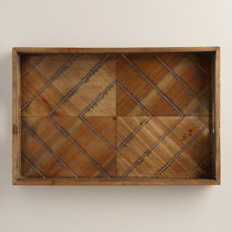 herringbone wooden decorative tray