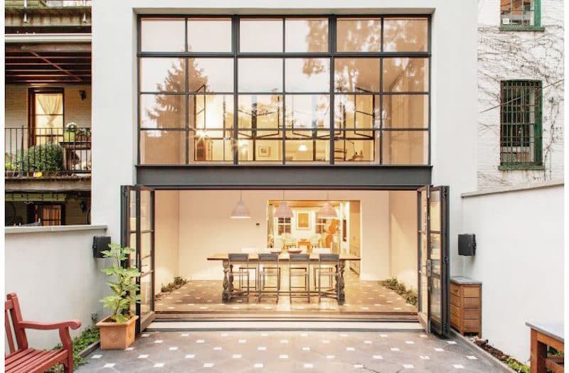Stunning Steel Windows Home Exterior Tile Floor